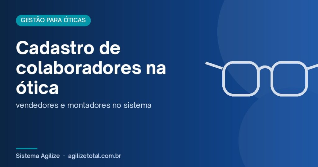 Capa do artigo "Cadastro de colaboradores na ótica", com ilustração de óculos sobre fundo azul