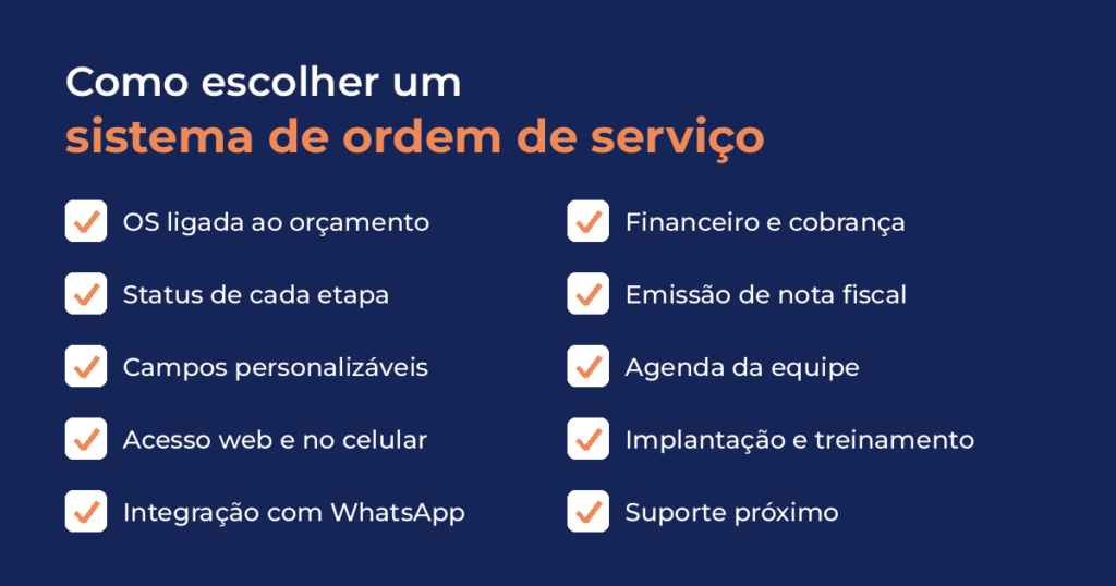 Checklist com 10 critérios para escolher um sistema de ordem de serviço