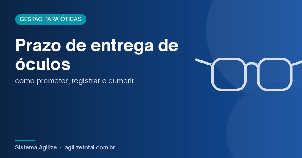 Capa do artigo "Prazo de entrega de óculos", com ilustração de óculos sobre fundo azul