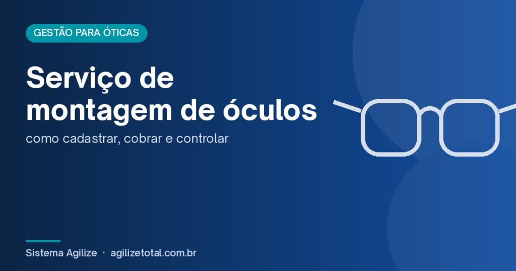 Capa do artigo "Serviço de montagem de óculos", com ilustração de óculos sobre fundo azul