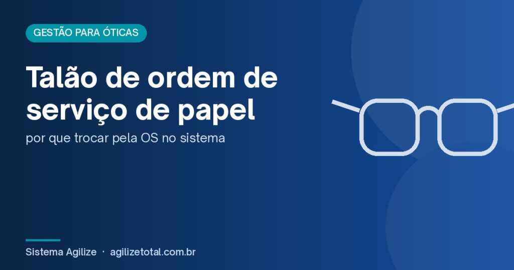 Capa do artigo "Talão de ordem de serviço de papel", com ilustração de óculos sobre fundo azul